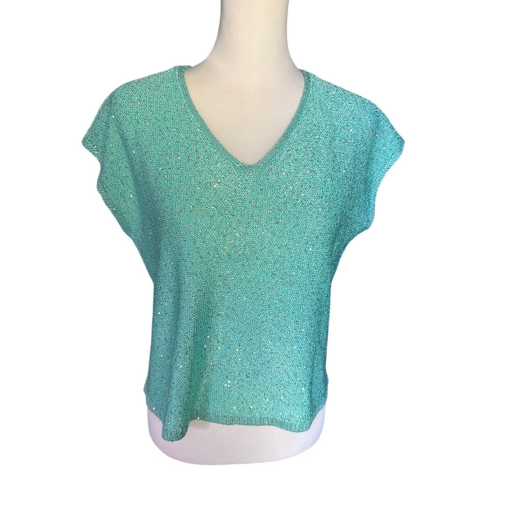 Vince Camuto Green Gold Vest Short Sleeve top Small